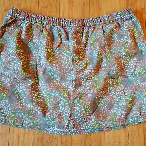 22W Lands' End Skort - Floral Print Chino Cotton Skirt-Skort Knee-Length - Picture 2 of 8